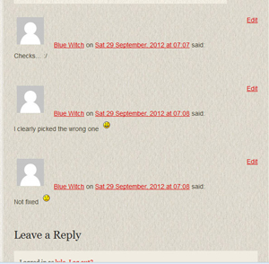 Screenshot of current comments