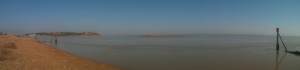 Panoramic photo of the beach at Felixstowe Ferry