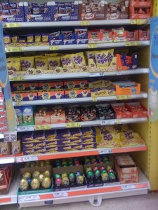 Easter Eggs on the shelves at Tesco